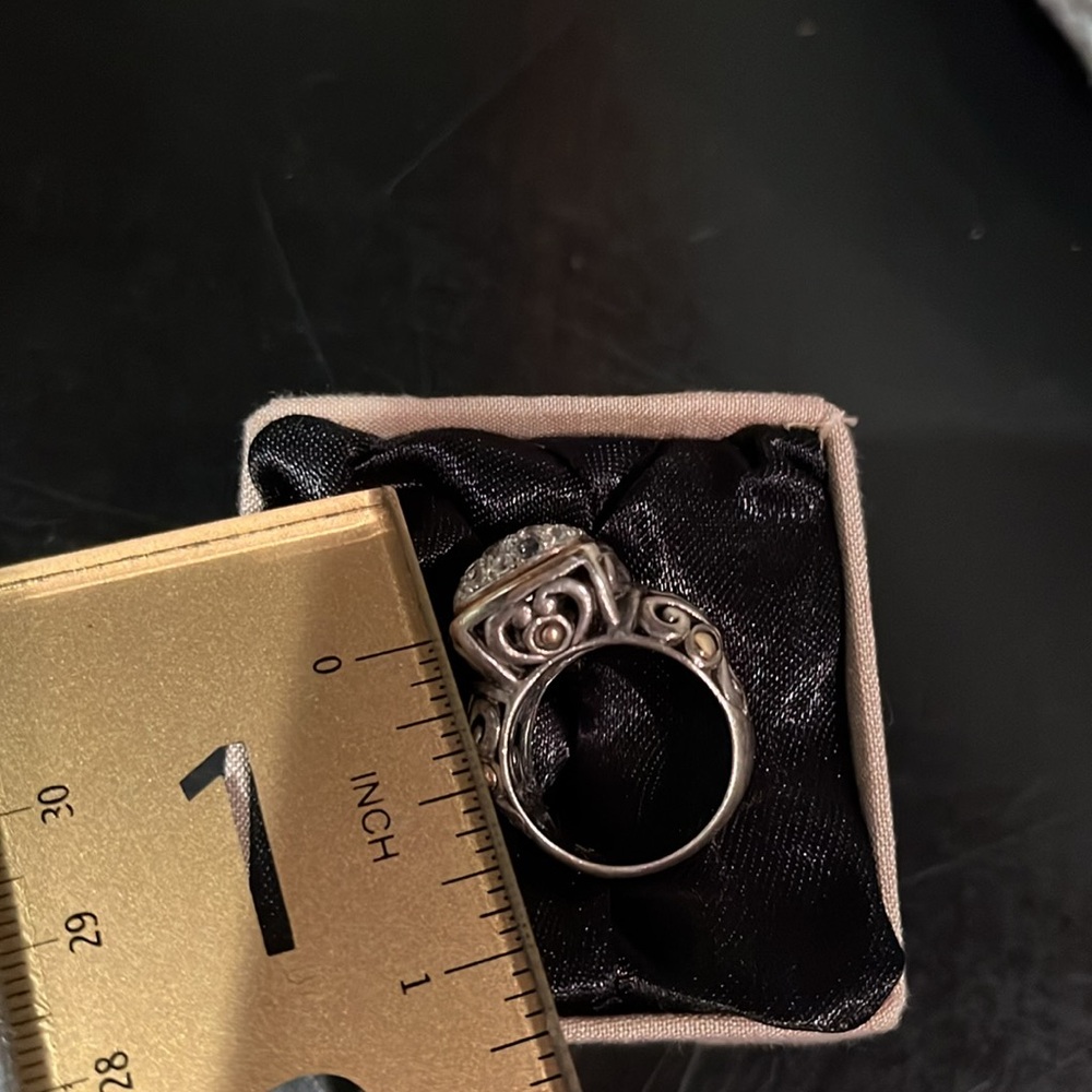RARE PIECE OF JOHN HARDY BATU STERLING SILVER & 18KT WHITE TOPAZ RING SIZE 7 - Picture 8 of 8